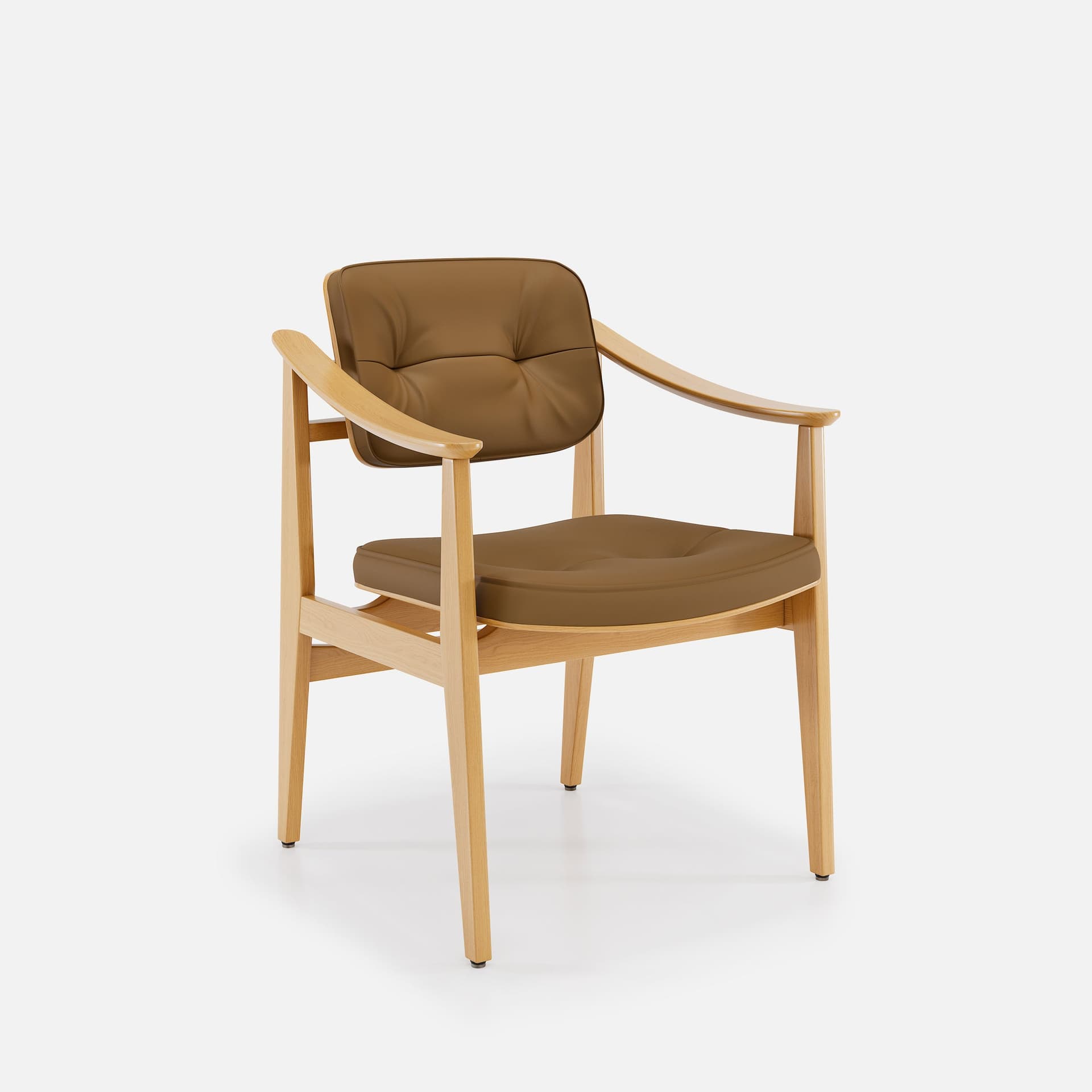 Chaise Bridge Denise par Zelder en bois hêtre naturel et revètement tissu coloris beige fumé