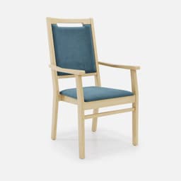 Chaise Accoudoirs Liza Haut Dossier par Zelder en noyer clair et simili coloris terra rosa