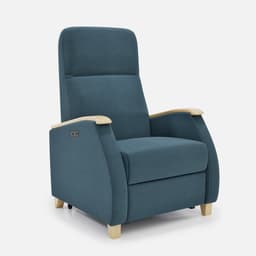 Fauteuil Milo Xl Releveur par Zelder en noyer clair et simili coloris taupe