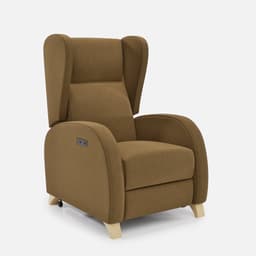 Fauteuil Releveur 2 Moteurs Pablo par Zelder en noyer clair et tissu coloris ocre