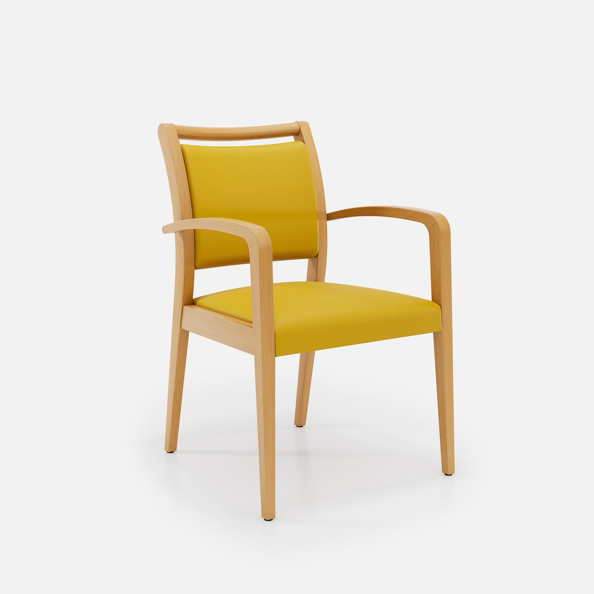 Chaise Accoudoirs Julia par Zelder en bois hêtre naturel et revètement tissu coloris beige fumé