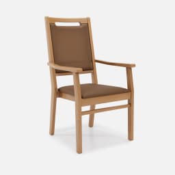 Chaise Accoudoirs Liza Haut Dossier par Zelder en noyer clair et tissu coloris terra rosa