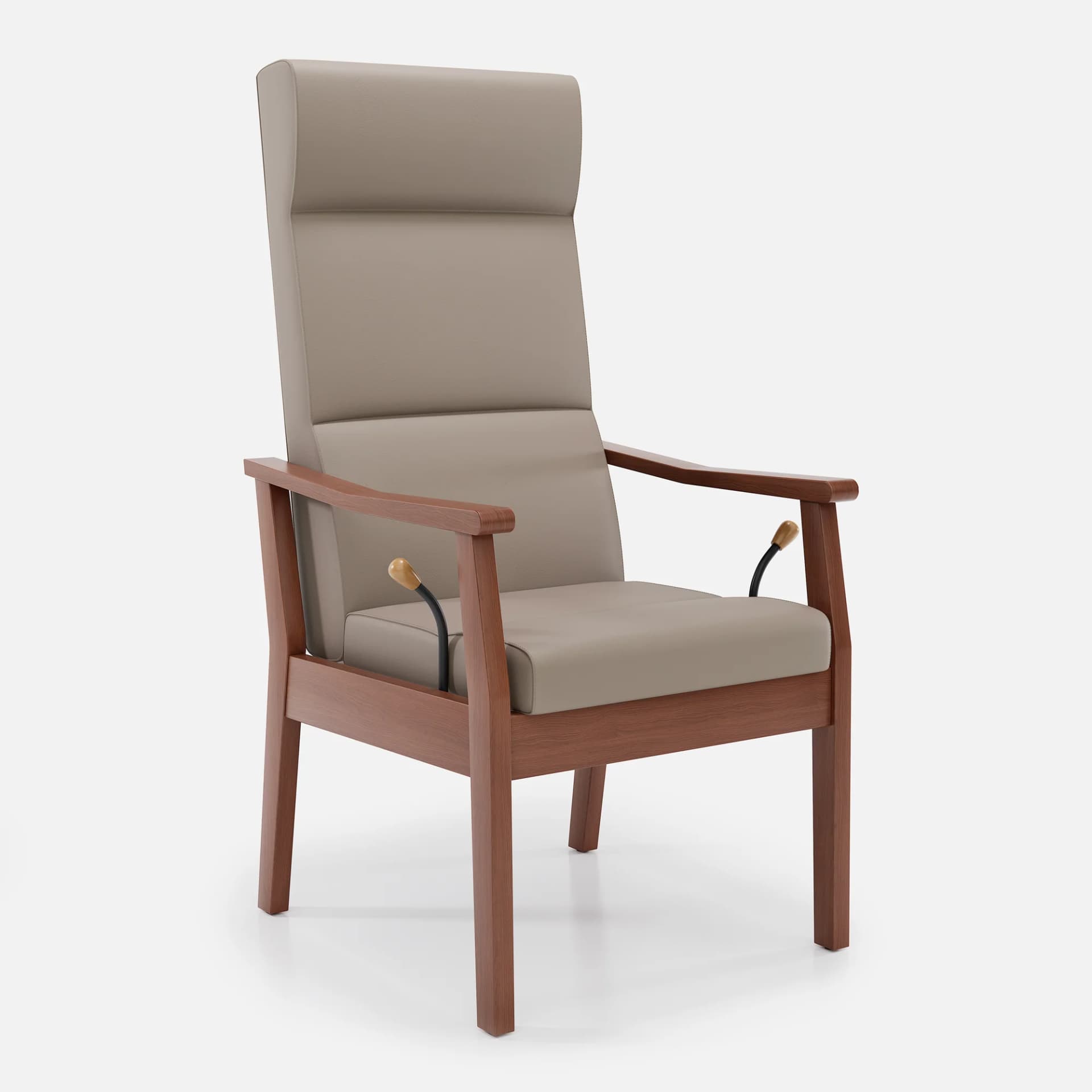 Fauteuil Relax Liza par Zelder en bois hêtre naturel et revètement tissu coloris beige fumé