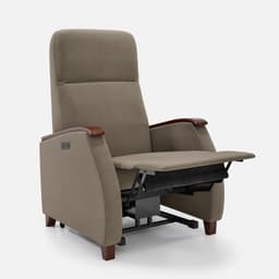 Fauteuil Milo Small Releveur par Zelder en hêtre naturel et tissu coloris ocre