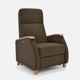 Fauteuil Milo Xl Releveur par Zelder en hêtre naturel et simili coloris chocolat