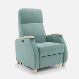 Fauteuil Milo Xl Releveur par Zelder en hêtre naturel et simili coloris blanc cassé