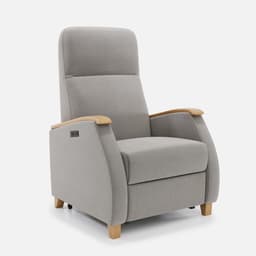 Fauteuil Milo Xl Releveur par Zelder en hêtre naturel et simili coloris gris perle