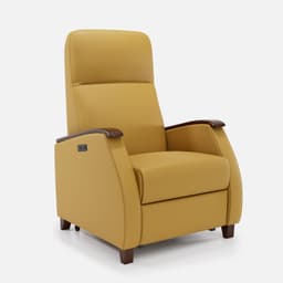 Fauteuil Milo Xl Releveur par Zelder en noyer clair et tissu coloris chocolat