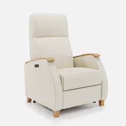 Fauteuil Milo Xl Releveur par Zelder en noyer clair et tissu coloris ocre