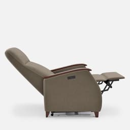 Fauteuil Milo Small Releveur par Zelder en hêtre naturel et tissu coloris taupe