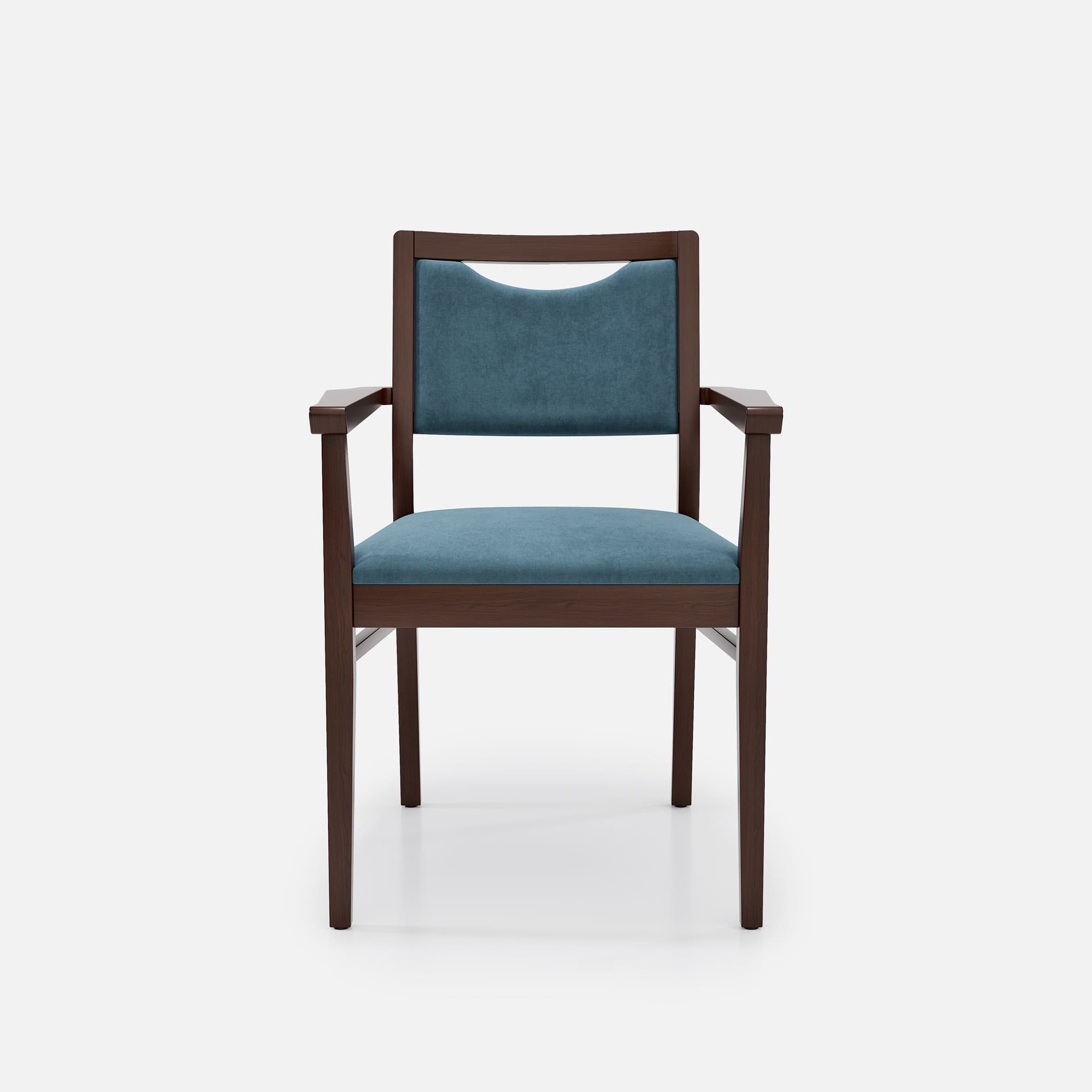 Chaise Accoudoirs Mila par Zelder en hêtre naturel et tissu coloris cendre