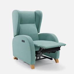 Fauteuil Releveur 2 Moteurs Pablo par Zelder en hêtre naturel et tissu coloris bleu nuit