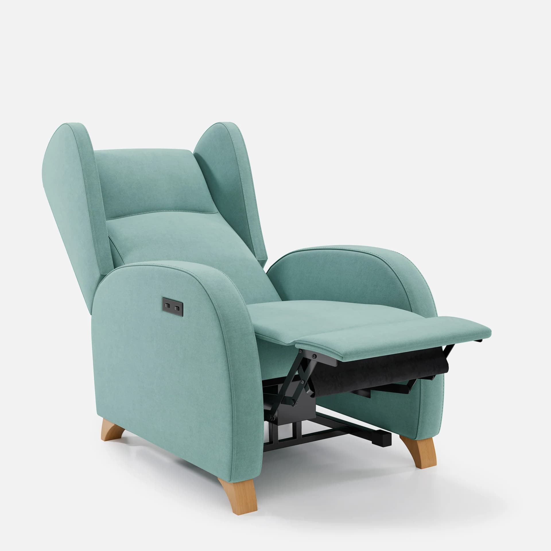 Fauteuil Relax 1 Moteur Pablo par Zelder en hêtre naturel et tissu coloris crème