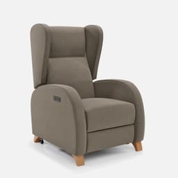Fauteuil Releveur 2 Moteurs Pablo par Zelder en noyer clair et tissu coloris gris clair