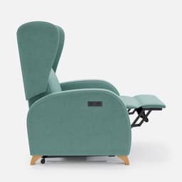 Fauteuil Releveur 2 Moteurs Pablo par Zelder en hêtre naturel et tissu coloris ocre