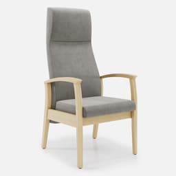 Fauteuil Fixe Romeo par Zelder en noyer clair et tissu coloris cendre