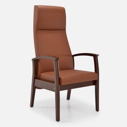Fauteuil Fixe Romeo par Zelder en merisier classique et tissu coloris taupe