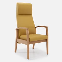 Fauteuil Fixe Romeo par Zelder en noyer clair et tissu coloris bleu canard