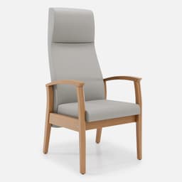 Fauteuil Fixe Romeo par Zelder en noyer clair et tissu coloris terra rosa