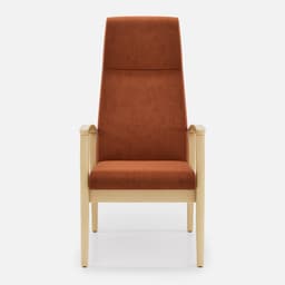 Fauteuil Fixe Romeo par Zelder en hêtre naturel et tissu coloris terra rosa