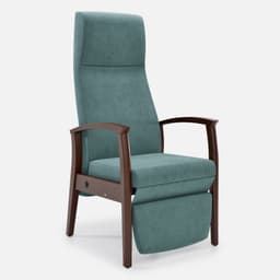 Fauteuil Relax Romeo par Zelder en noyer clair et tissu coloris gris perle