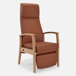 Fauteuil Relax Romeo par Zelder en noyer clair et tissu coloris bleu canard