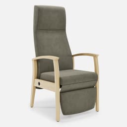 Fauteuil Relax Romeo par Zelder en noyer clair et tissu coloris taupe